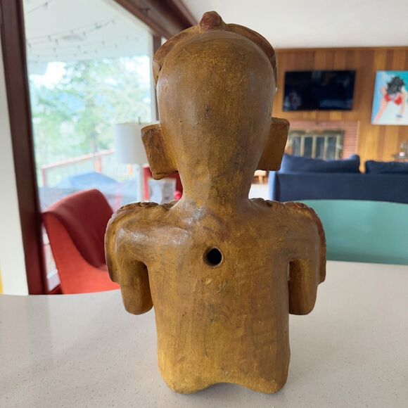 Mayan Aztec Pre Columbian Terracotta Statue Figure Seated Offering Bowl 16x10x8” - Picture 8 of 13